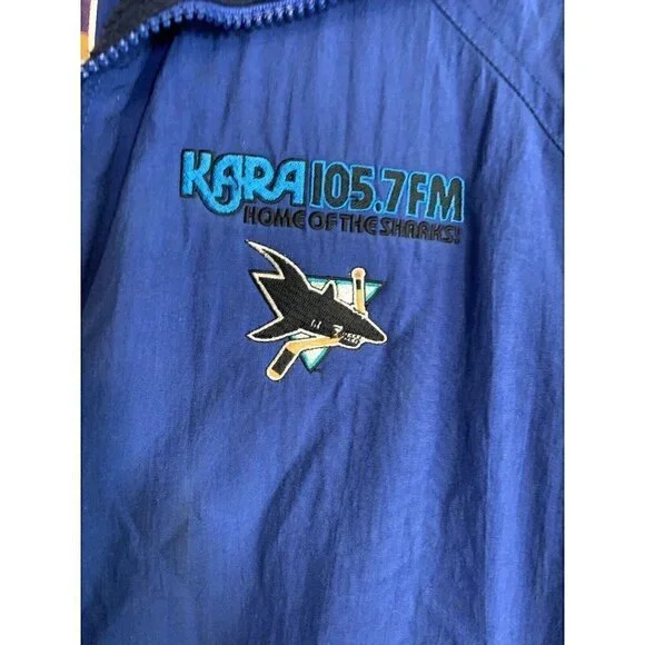Vintage San Jose Sharks Kara 105.7 Port Authority Zip up Jacket/Coat Large